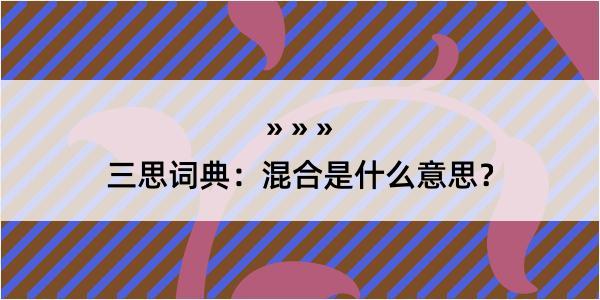 三思词典：混合是什么意思？