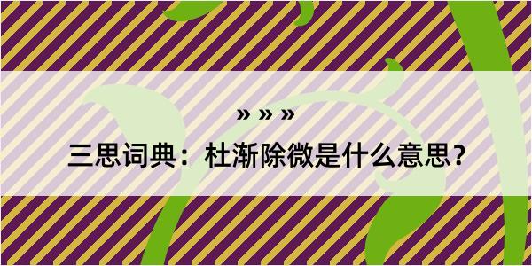 三思词典：杜渐除微是什么意思？