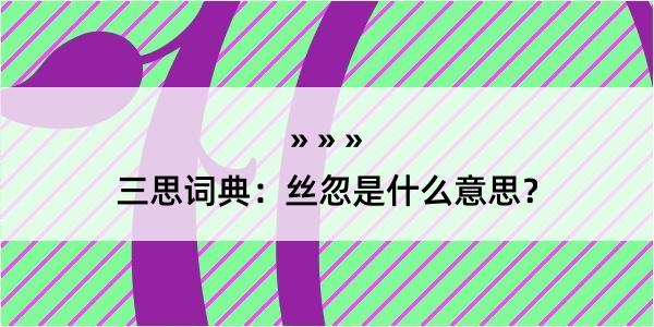 三思词典：丝忽是什么意思？