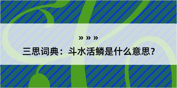 三思词典：斗水活鳞是什么意思？