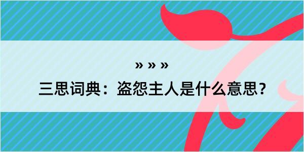 三思词典：盗怨主人是什么意思？