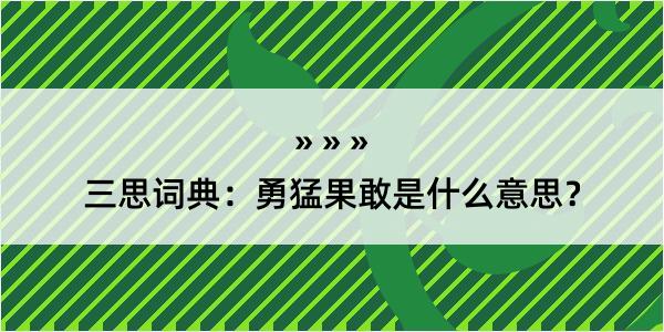 三思词典：勇猛果敢是什么意思？