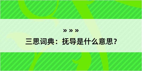 三思词典：抚导是什么意思？