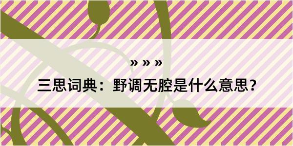 三思词典：野调无腔是什么意思？