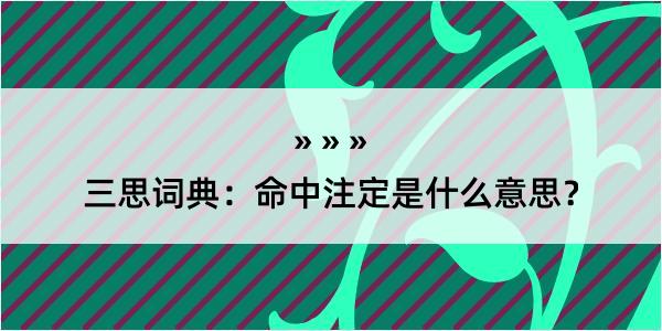 三思词典：命中注定是什么意思？