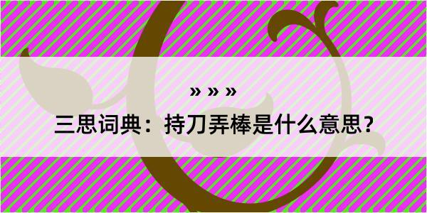 三思词典：持刀弄棒是什么意思？