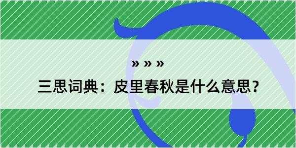 三思词典：皮里春秋是什么意思？