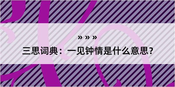 三思词典：一见钟情是什么意思？