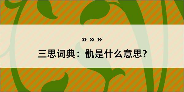 三思词典：骩是什么意思？