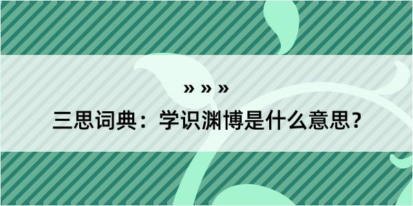 三思词典：学识渊博是什么意思？