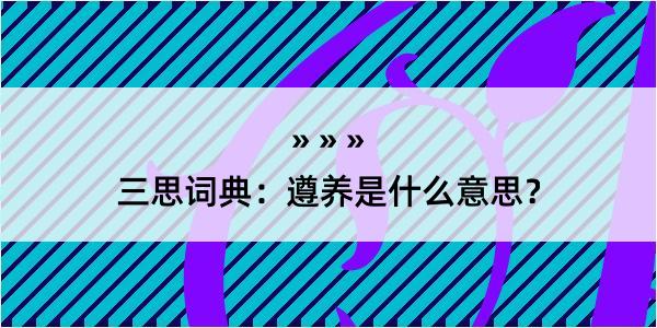 三思词典：遵养是什么意思？