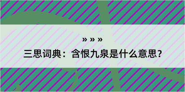 三思词典：含恨九泉是什么意思？