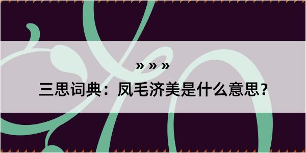 三思词典：凤毛济美是什么意思？