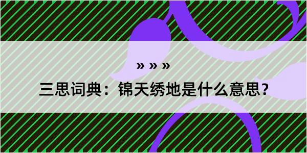 三思词典：锦天绣地是什么意思？