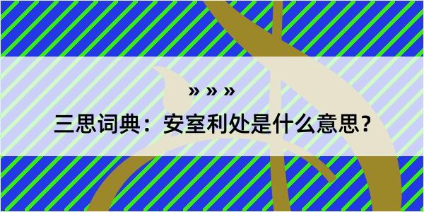 三思词典：安室利处是什么意思？