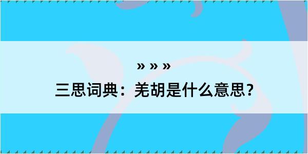 三思词典：羌胡是什么意思？