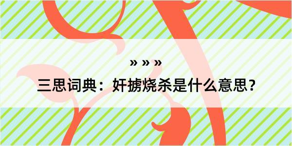 三思词典：奸掳烧杀是什么意思？