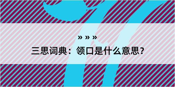 三思词典：领口是什么意思？