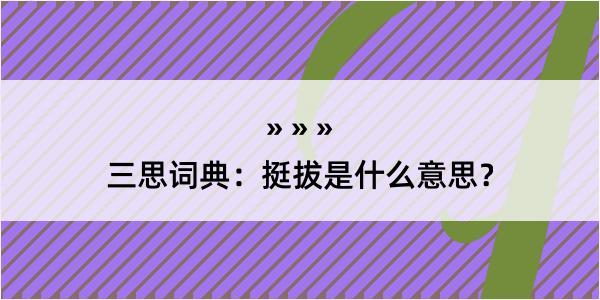 三思词典：挺拔是什么意思？