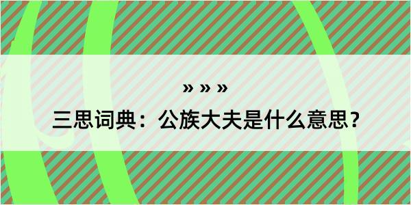 三思词典：公族大夫是什么意思？