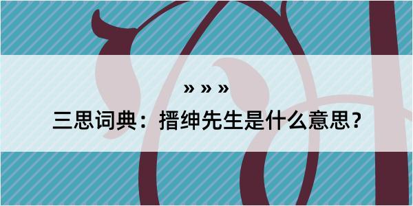 三思词典：搢绅先生是什么意思？