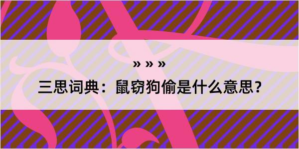 三思词典：鼠窃狗偷是什么意思？