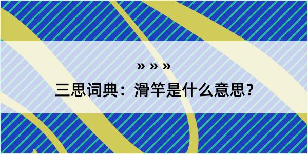 三思词典：滑竿是什么意思？