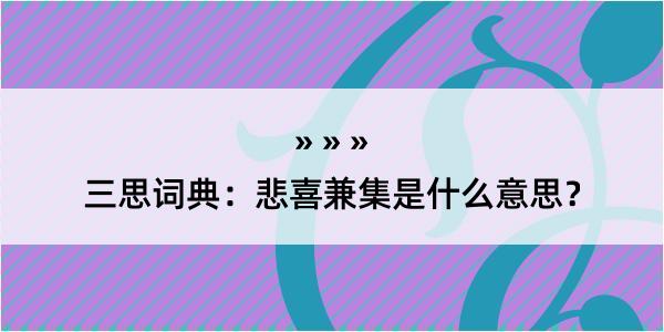 三思词典：悲喜兼集是什么意思？