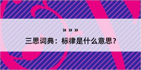 三思词典：标律是什么意思？