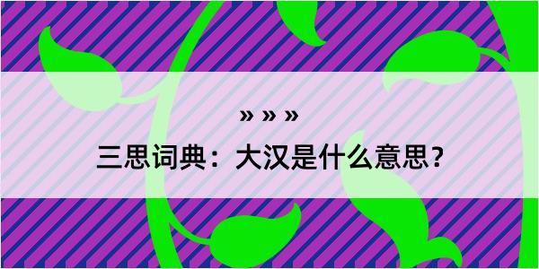 三思词典：大汉是什么意思？