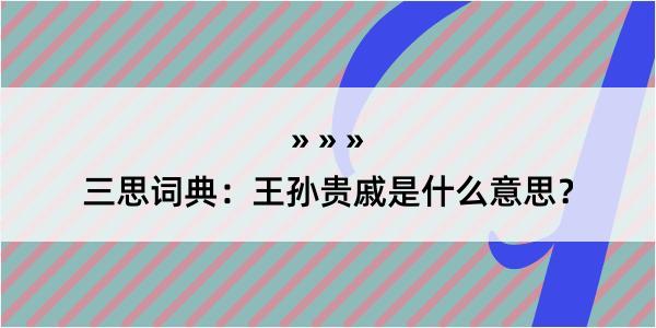 三思词典：王孙贵戚是什么意思？