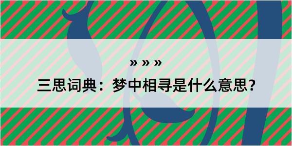 三思词典：梦中相寻是什么意思？