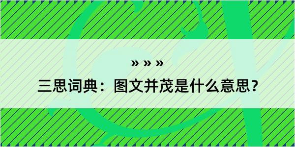 三思词典：图文并茂是什么意思？