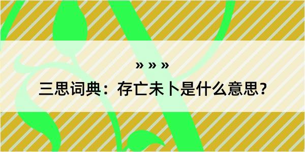 三思词典：存亡未卜是什么意思？