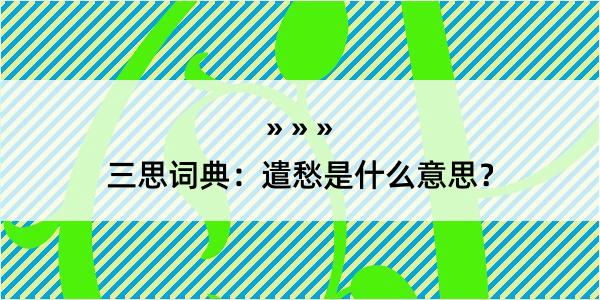 三思词典：遣愁是什么意思？