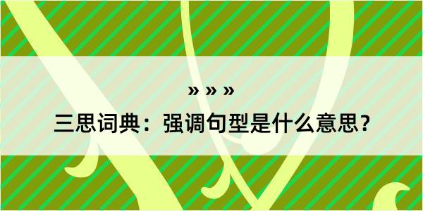 三思词典：强调句型是什么意思？