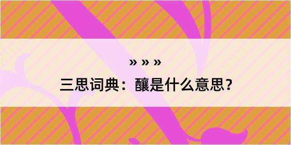 三思词典：釀是什么意思？