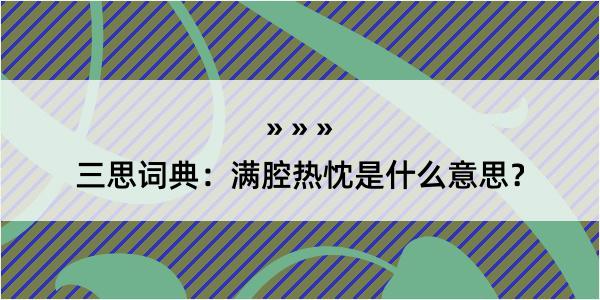 三思词典：满腔热忱是什么意思？