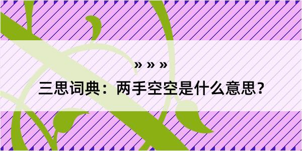 三思词典：两手空空是什么意思？