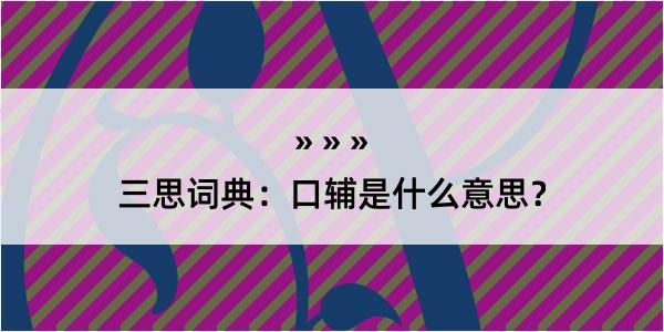 三思词典：口辅是什么意思？