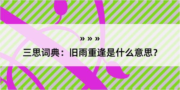 三思词典：旧雨重逢是什么意思？