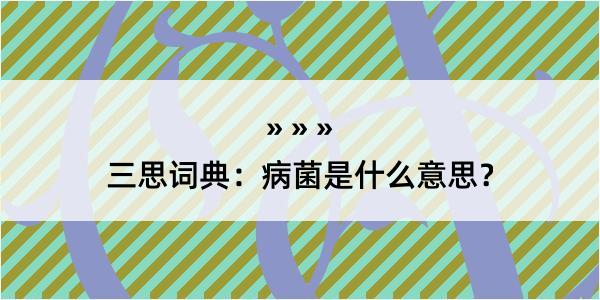 三思词典：病菌是什么意思？