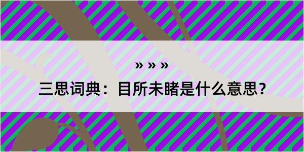 三思词典：目所未睹是什么意思？