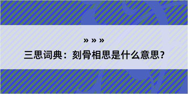 三思词典：刻骨相思是什么意思？