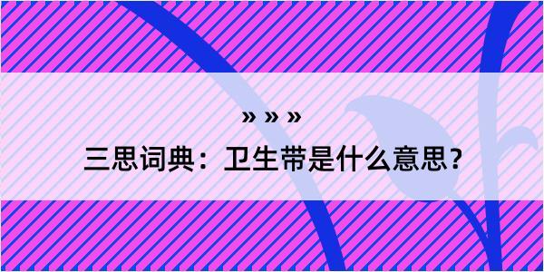 三思词典：卫生带是什么意思？