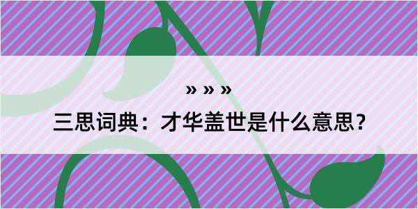 三思词典：才华盖世是什么意思？