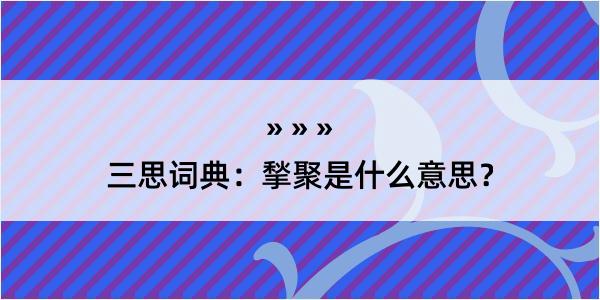 三思词典：揫聚是什么意思？