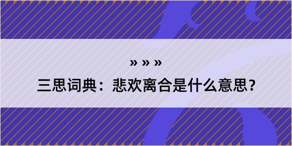 三思词典：悲欢离合是什么意思？