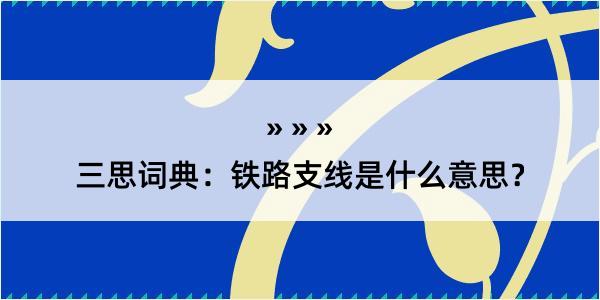 三思词典：铁路支线是什么意思？