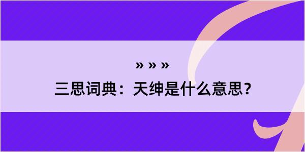 三思词典：天绅是什么意思？